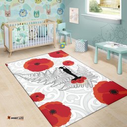ANZAC Maori Area Rug Silver Fern Lest For Get