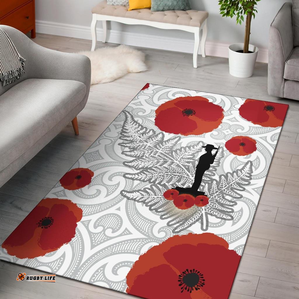 ANZAC Maori Area Rug Silver Fern Lest For Get
