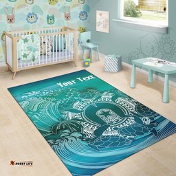 Custom Aboriginal Area Rug Torres Strait Islands in Wave