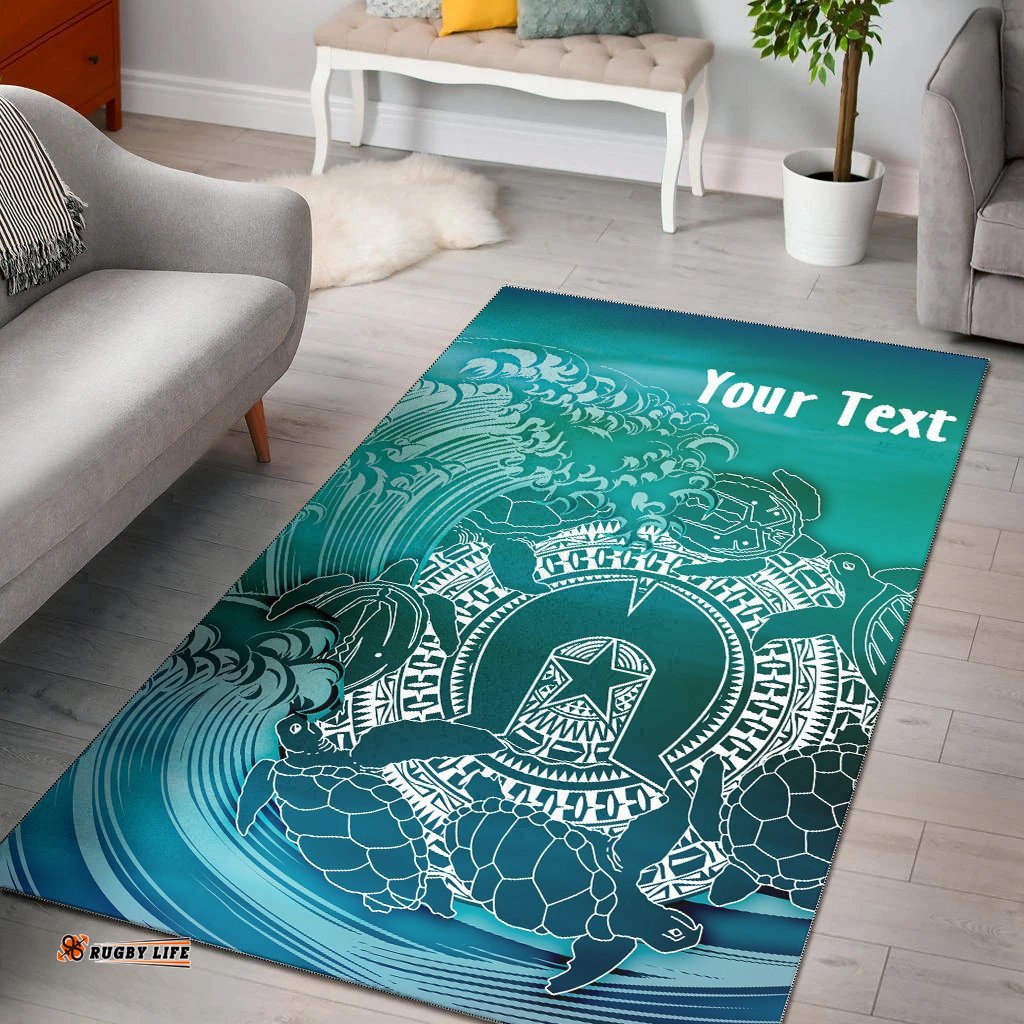 Custom Aboriginal Area Rug Torres Strait Islands in Wave