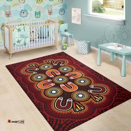 ABoriginal Area Rug Aboriginal Dot Painting Flowers Style