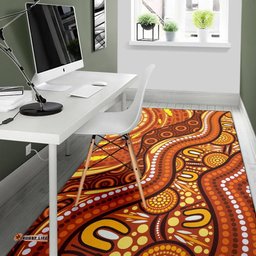 Aboriginal Area Rug Landscape and The Sun Dot Painting Art