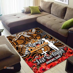 Wests Tigers Area Rug ANZAC Day Poppy Flowers With Aboriginal