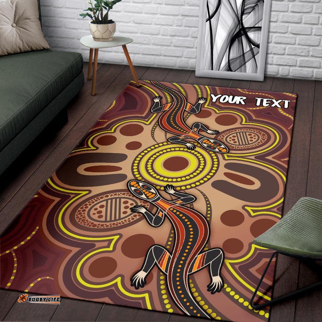 Custom Aboriginal Area Rug Indigenous Lizard Dot Painting Art