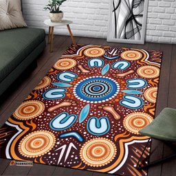 Aboriginal Area Rug Indigenous Circle Dot Painting Ver02