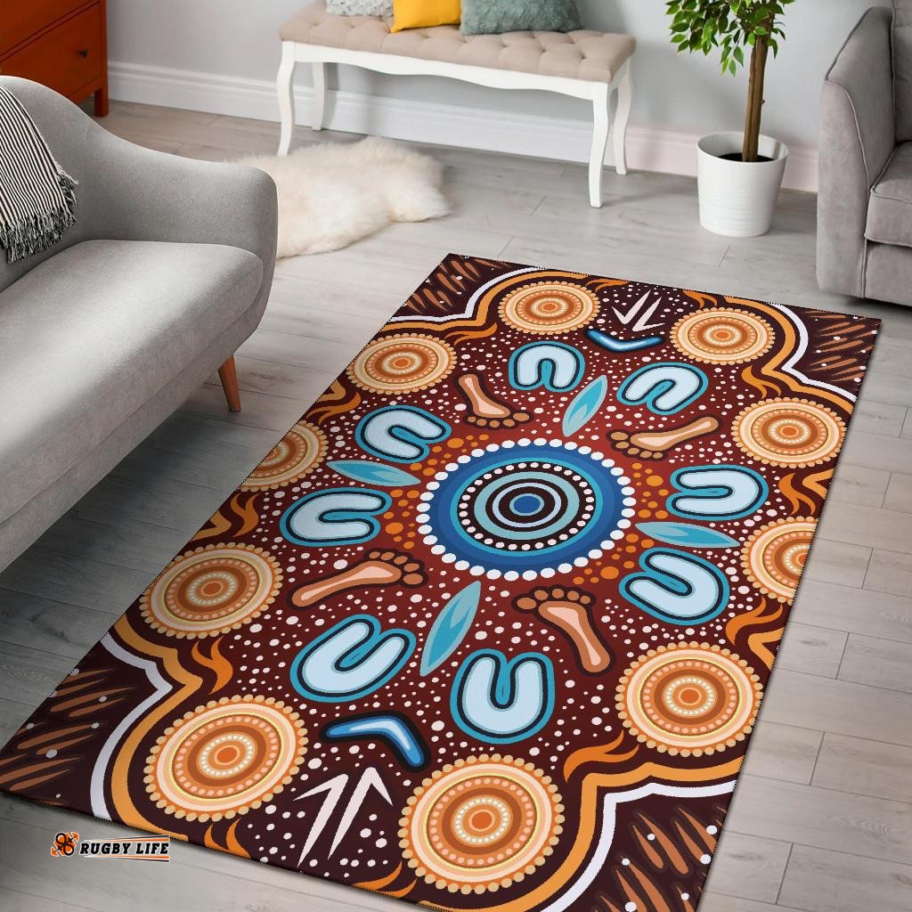 Aboriginal Area Rug Indigenous Circle Dot Painting Ver02