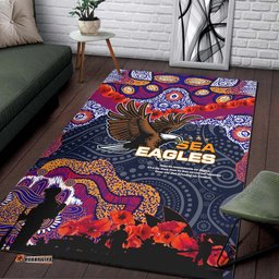 sea eagles rugby anzac aboriginal area rug manly warringah sea eagles with anzac day poppy flower area rug tee aussie