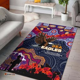 sea eagles rugby anzac aboriginal area rug manly warringah sea eagles with anzac day poppy flower area rug tee aussie