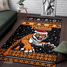 Wests Christmas Area Rug Tigers Unique Vibes Black