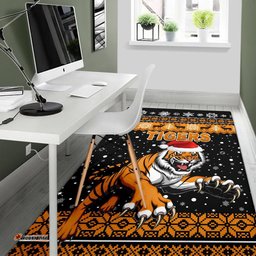 Wests Christmas Area Rug Tigers Unique Vibes Black
