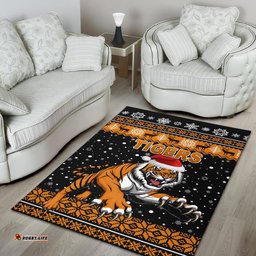 Wests Christmas Area Rug Tigers Unique Vibes Black