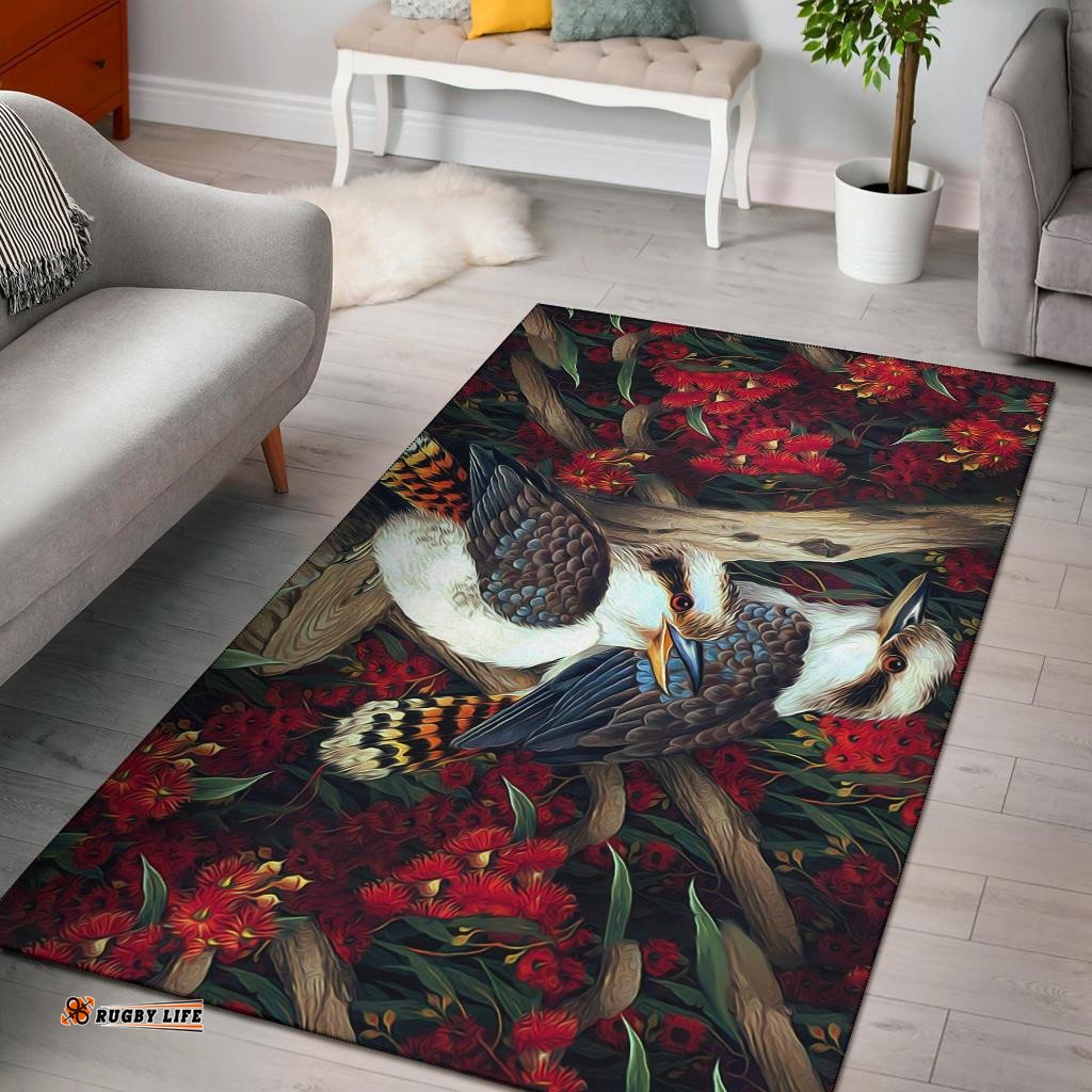 area rug kookaburra rug waratah flowers painting tee aussie