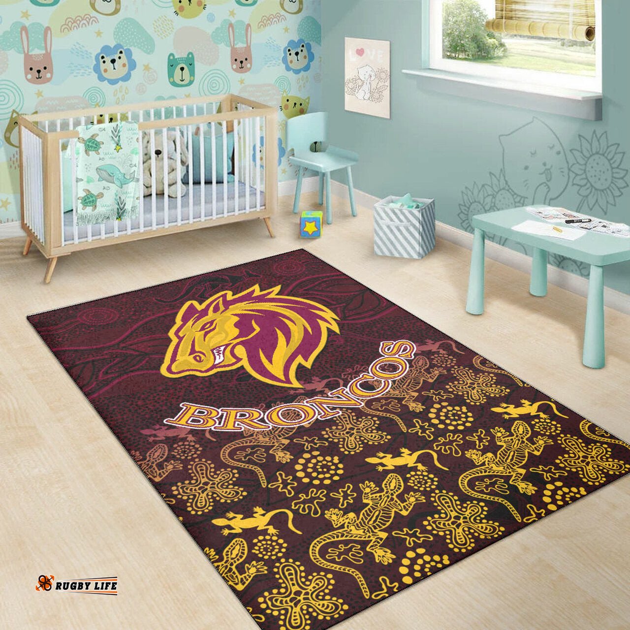 Broncos Rugby Area Rug Broncos Animals In Aboriginal Art Area Rug