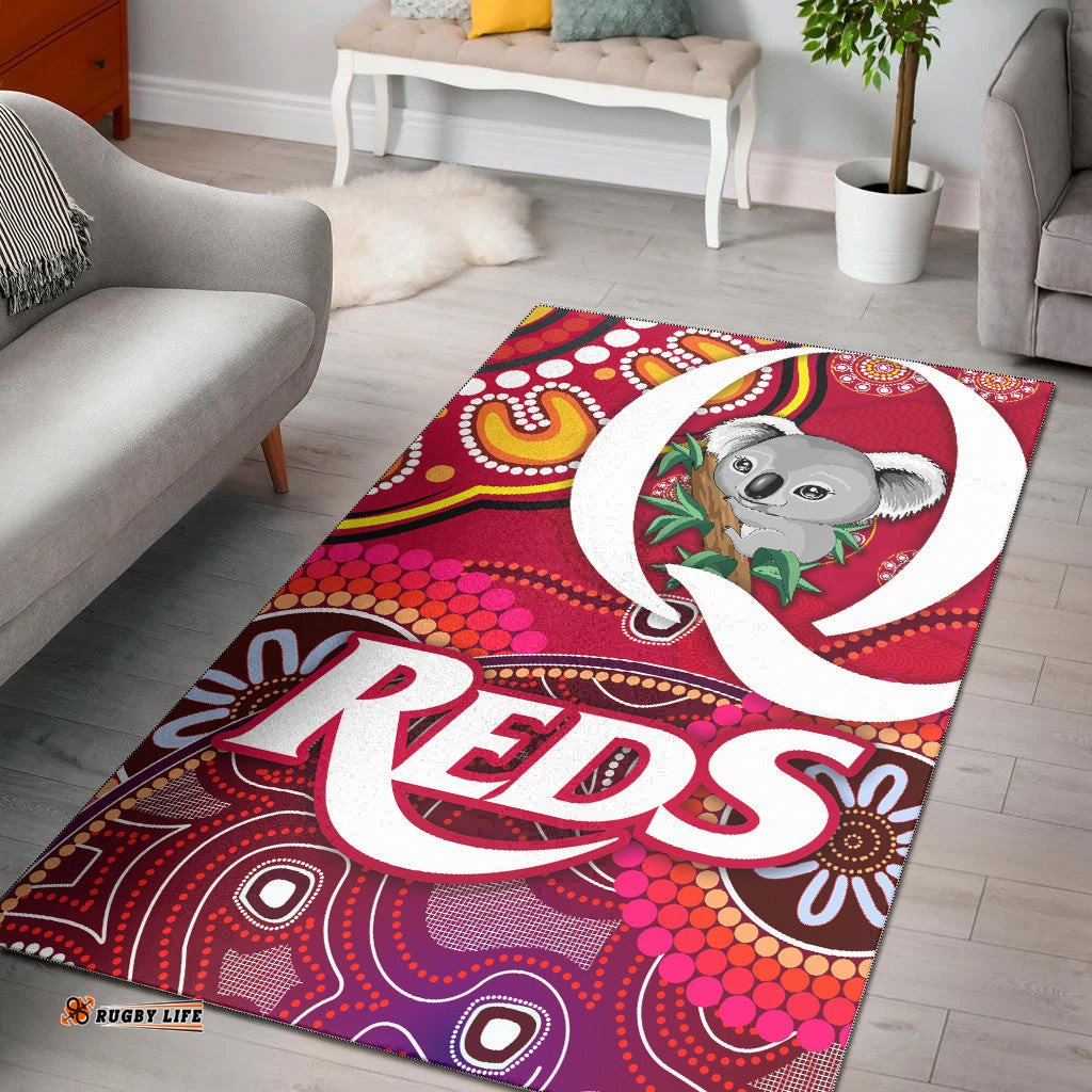 Queensland Reds Aboriginal Area Rug Koala Indigenous Vibes