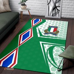 Italy Rugby Area Rug Gli Azzurri Vibes Green