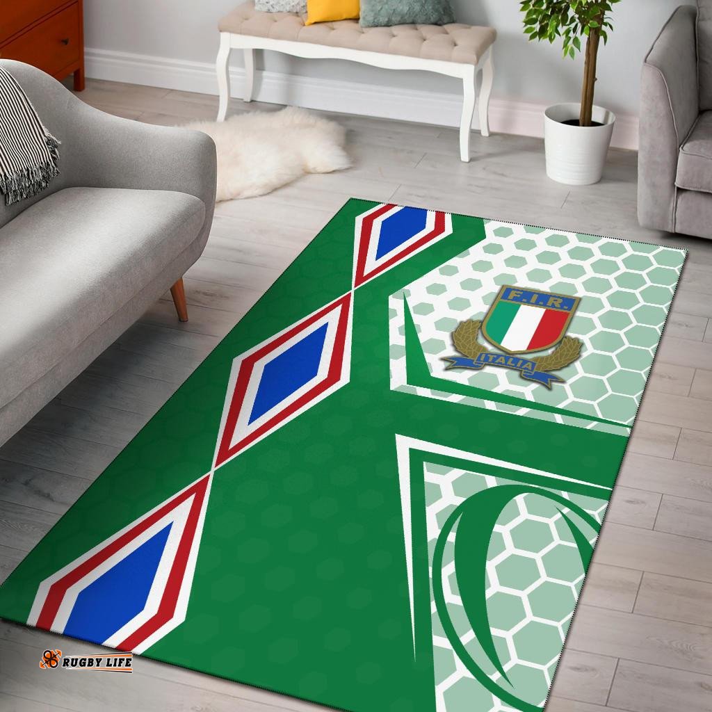 Italy Rugby Area Rug Gli Azzurri Vibes Green