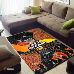 All Stars Rugby ANZAC Aboriginal Area Rug All Stars with ANZAC Day with Poppy Flower Area Rug