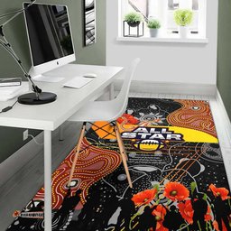 All Stars Rugby ANZAC Aboriginal Area Rug All Stars with ANZAC Day with Poppy Flower Area Rug