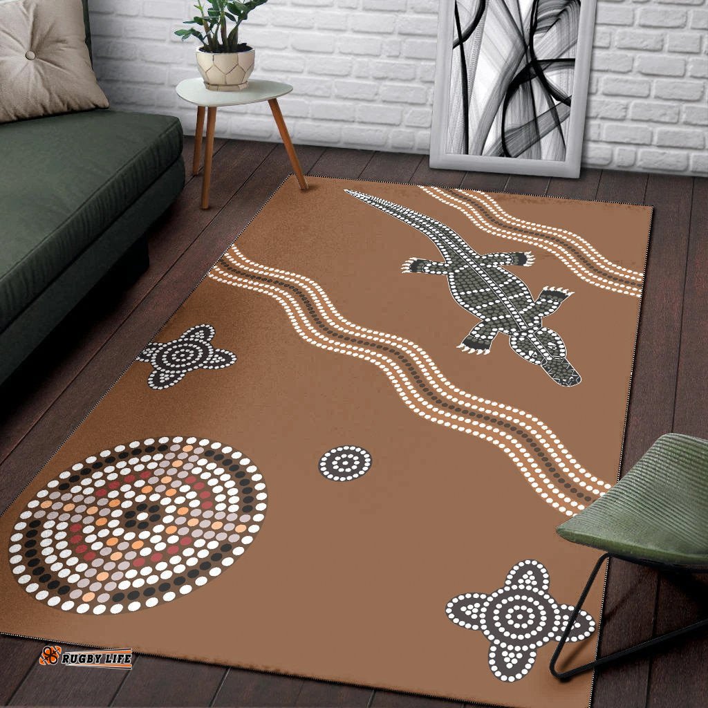 Aboriginal Area Rug DREAMTIME CROCODILE Aboriginal Style