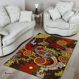 Aboriginal Area Rug Kangaroo and Lizard Dot Painting Art