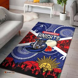 Knights Rugby ANZAC Aboriginal Area Rug Newcastle Knights with ANZAC Day Poppy Flower Area Rug