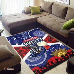 Knights Rugby ANZAC Aboriginal Area Rug Newcastle Knights with ANZAC Day Poppy Flower Area Rug