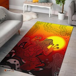 Aboriginal Area Rug Indigenous Frog Red