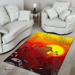 Aboriginal Area Rug Indigenous Frog Red