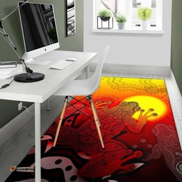 Aboriginal Area Rug Indigenous Frog Red