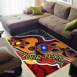 Custom Area Rug Australia Aboriginal Dots With Turtle and NAIDOC Flags