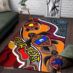 Custom Area Rug Australia Aboriginal Dots With Turtle and NAIDOC Flags