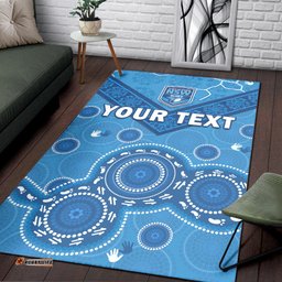 Custom Personalised NSW Blues Rugby Area Rug New South Wales Aboriginal Dot Painting Unique Version
