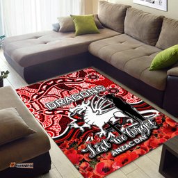 St. George Dragons Area Rug ANZAC Day Poppy Flowers With Aboriginal