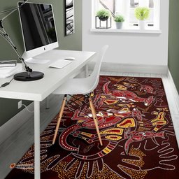 Aboriginal Area Rug Kangaroo family with Hand Art