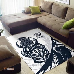 Scottish Rugby Area Rug Thistle Vibes White