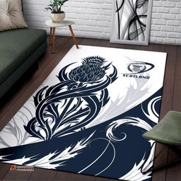 Scottish Rugby Area Rug Thistle Vibes White