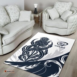 Scottish Rugby Area Rug Thistle Vibes White