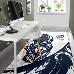 Scottish Rugby Area Rug Thistle Vibes White
