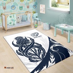 Scottish Rugby Area Rug Thistle Vibes White