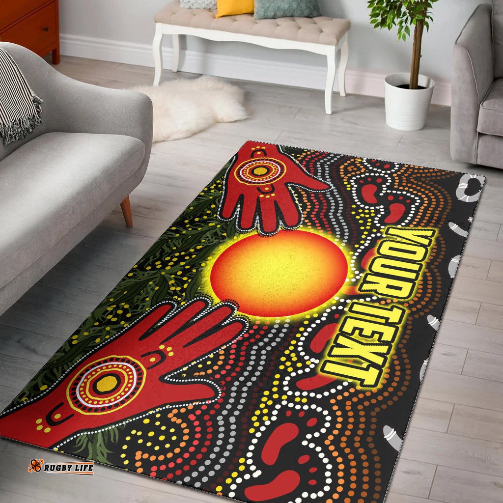 Custom Personalised Aboriginal Dot Painting Area Rug Go To Touch The Sun