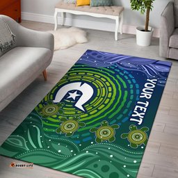 Custom Text Torres Strait Islanders Area Rug Aboriginal Turtle