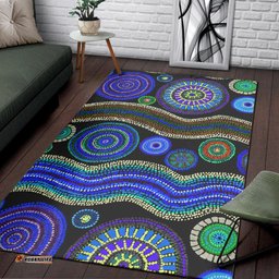 area rug aboriginal dot unique style blue tee aussie