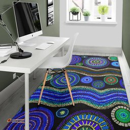 area rug aboriginal dot unique style blue tee aussie
