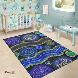 area rug aboriginal dot unique style blue tee aussie