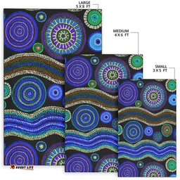 area rug aboriginal dot unique style blue tee aussie