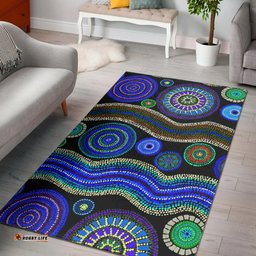 area rug aboriginal dot unique style blue tee aussie