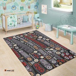 Aboriginal Area Rug Aboriginal Style Tribal Black Mythology