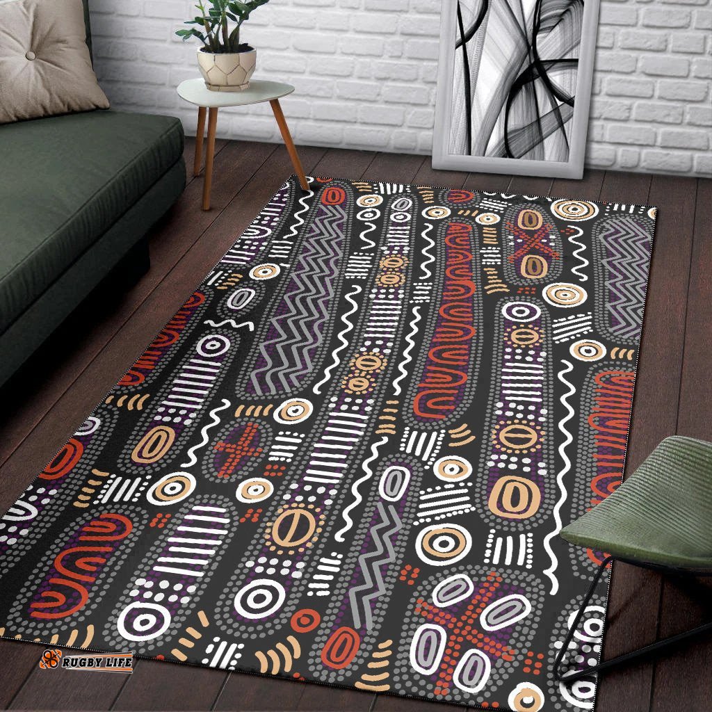 Aboriginal Area Rug Aboriginal Style Tribal Black Mythology