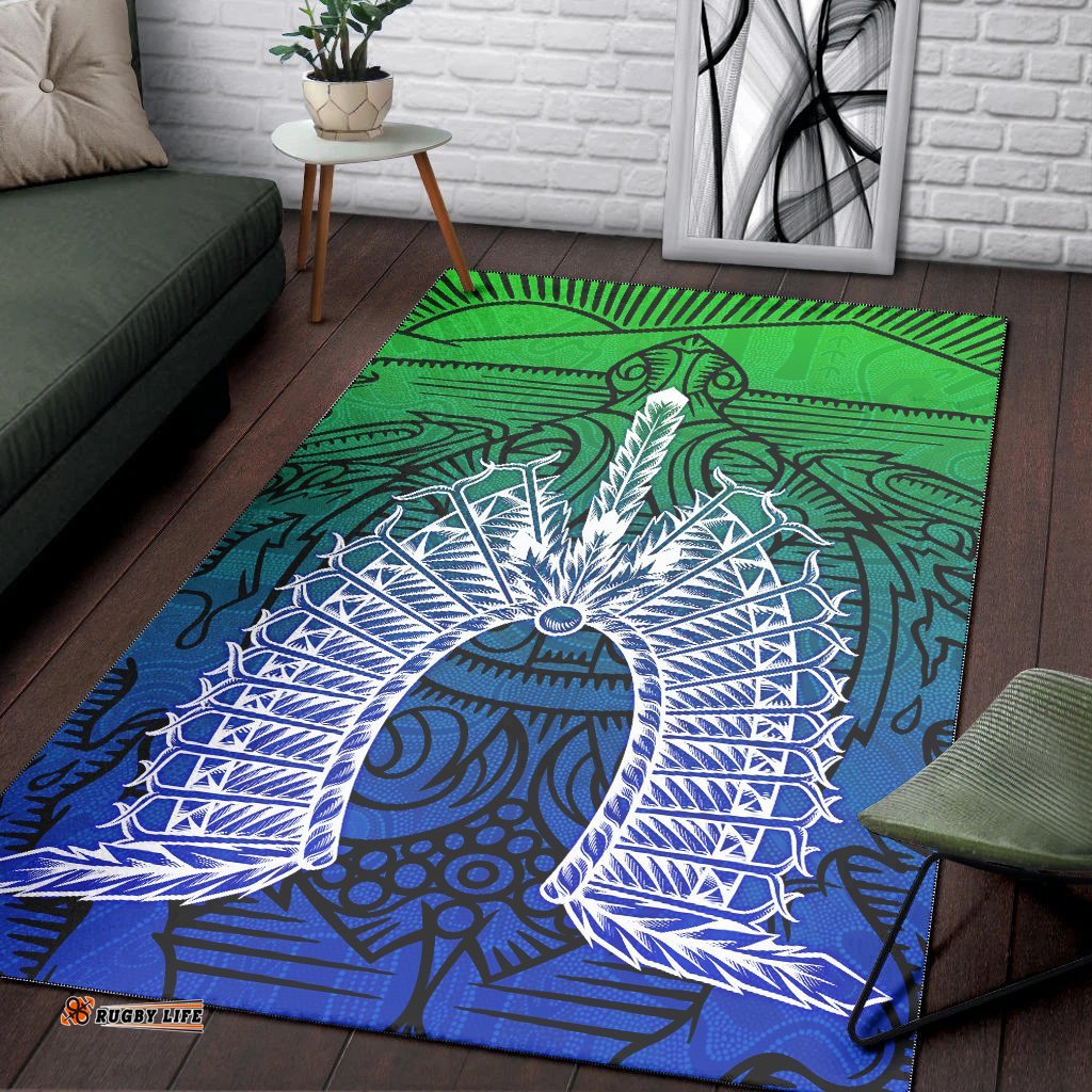 Torres Strait Islanders Area Rug Turtle and Dhari Mask