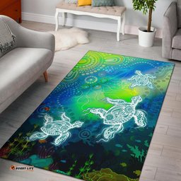 Aboriginal Area Rug Indigenous Turtle Ocean Dot Painting Art